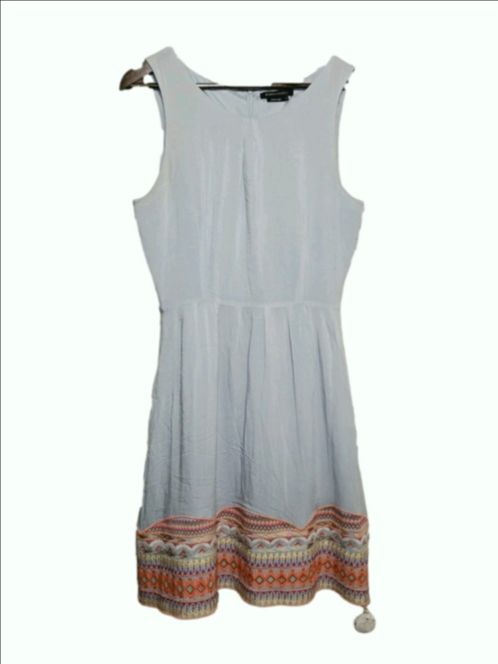 BCBG MaxAzria Blue A-Line Flare Embroidered Tribal Sleeveless Dress M $260